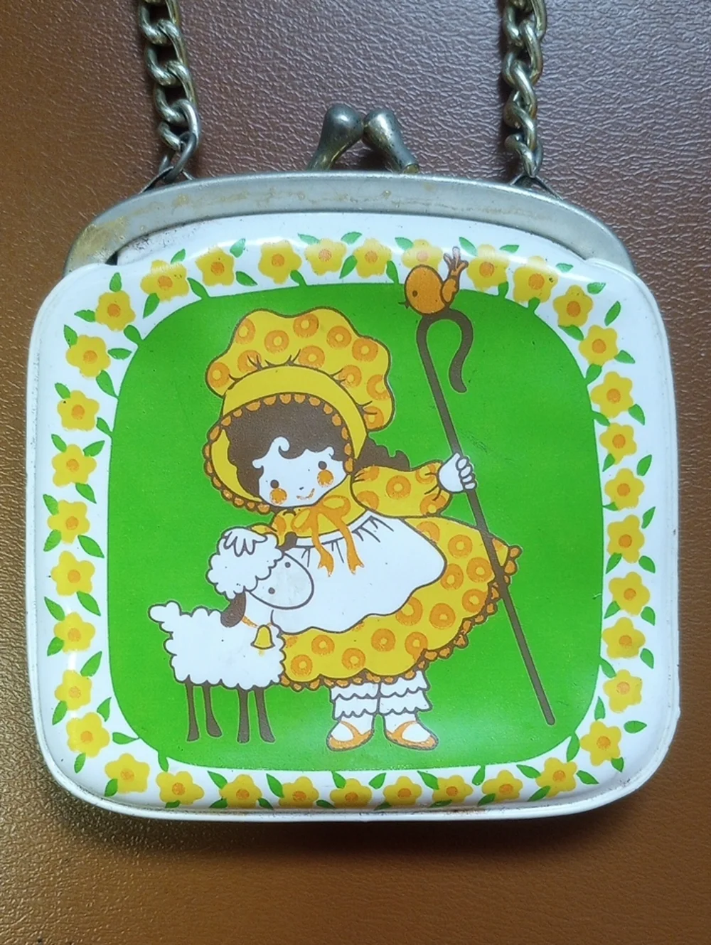 Hallmark Vtg Little Bo Peep Change Purse/Pocketbook. Green Yellow Orange White